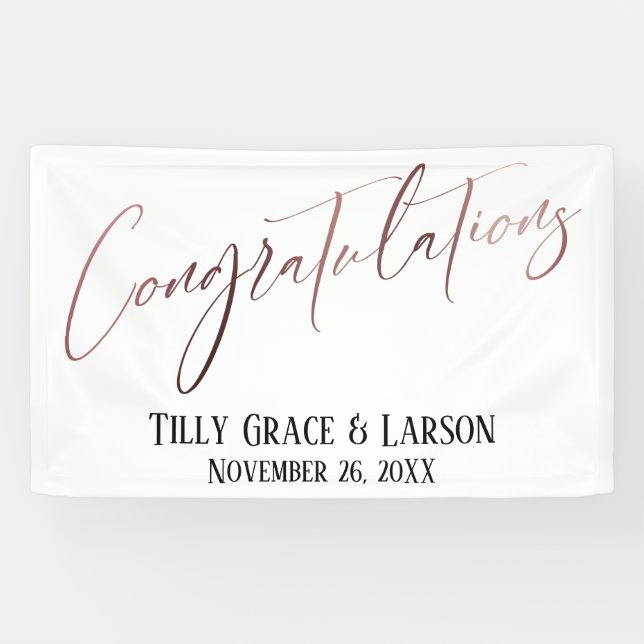 Congratulations Rose Gold Handwriting Typography Banner (Horizontal)