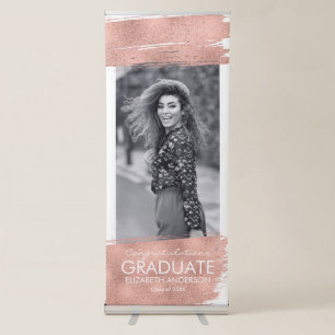 Congratulations Rose Gold Photo Graduation Retractable Banner
