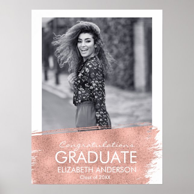 Congratulations Rose Gold Photo Graduation Sign (Front)
