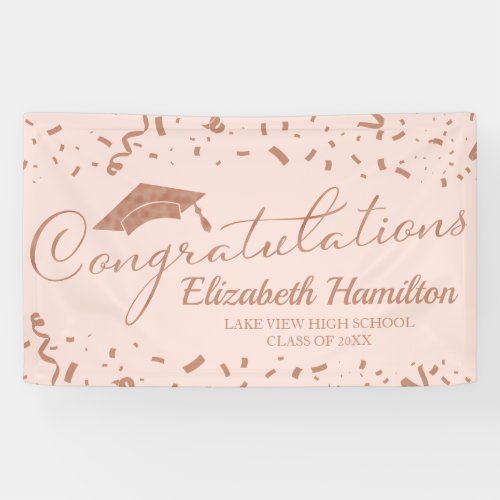 Congratulations Rose Gold Pink Blush Graduation Banner
