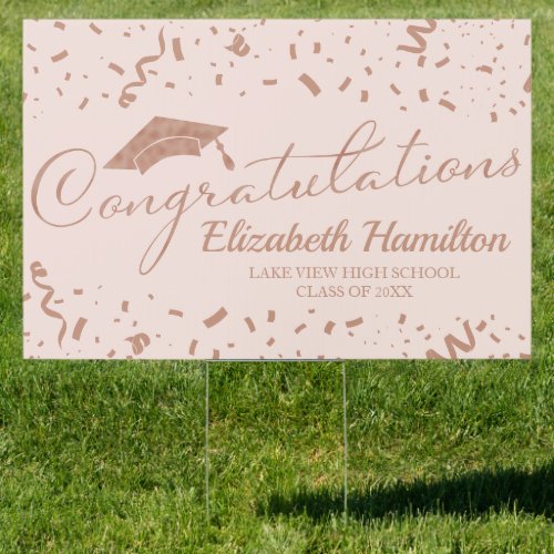 Congratulations Rose Gold Pink Blush Graduation Sign