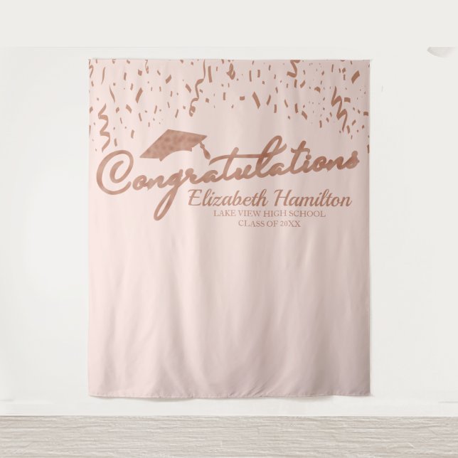 Congratulations Rose Gold Pink Graduation Backdrop (Front)