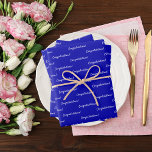Congratulations royal blue white wrapping paper sheets<br><div class="desc">Royal blue background,  white text: Congratulations! A modern hand lettered style script.</div>