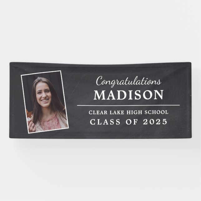 Congratulations Rustic Chalk Graduation Photo Banner (Horizontal)