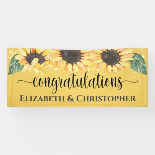 Congratulations Rustic Floral Sunflower Wedding Banner