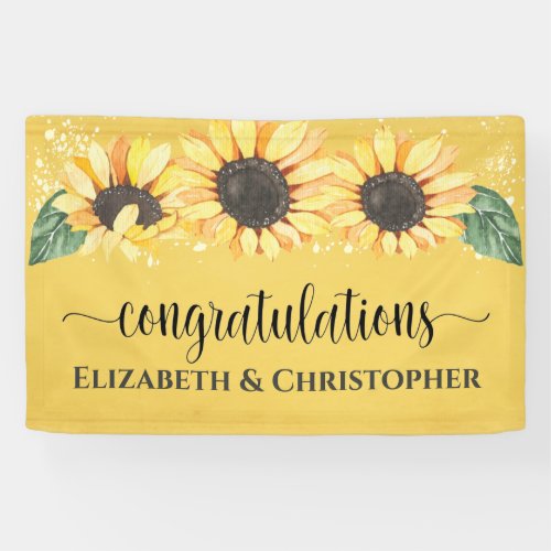 Congratulations Rustic Sunflower Fall Wedding Banner
