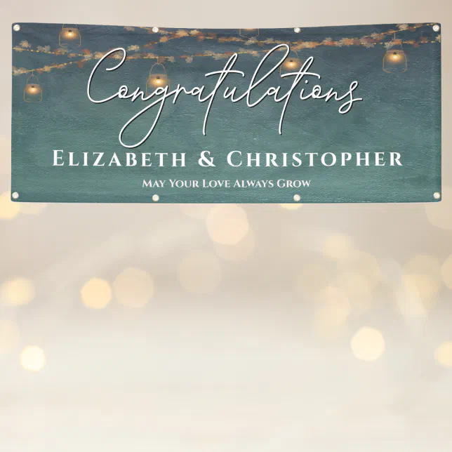 Congratulations Rustic Tea Lights Engagement Party Banner | Zazzle