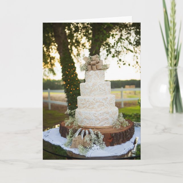 Congratulations - Rustic Wedding Cake Card (Front)