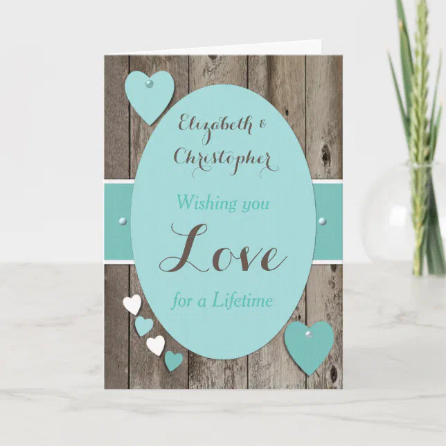 Congratulations Rustic Wedding Day turquoise Card | Zazzle