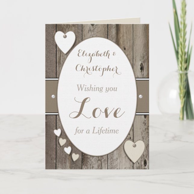 Congratulations Rustic Wedding Day white Card (Front)