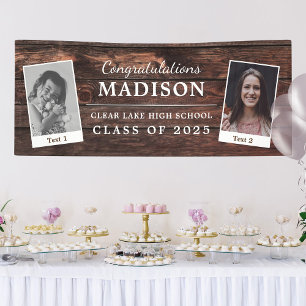 Congratulations Rustic Wood Graduation 2 - Photo Banner