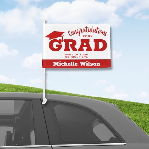 Congratulations Scarlet on White Graduation Car Flag