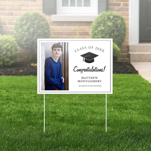 Congratulations Script Graduation Photo Yard Sign