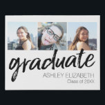 Congratulations Senior 3 Photo for Graduation Faux Canvas Print<br><div class="desc">Display your Senior Photos in style. Add 3 photos plus the graduates name and year. The graduate is in a modern, rustic handwritten font that can be used for either the guys or girls. Celebrate the graduates with a front lawn party for the teens or college kids who are having...</div>