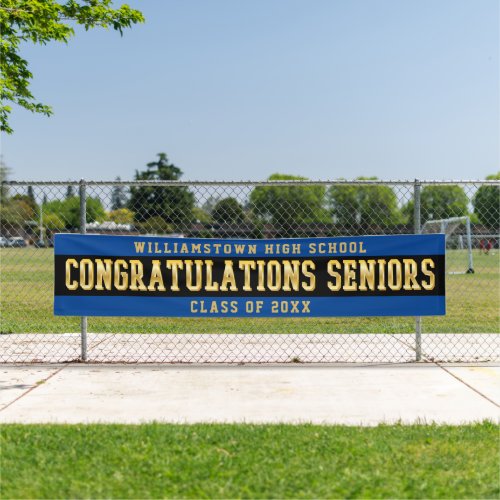 Congratulations Seniors Blue  Black  Gold Banner