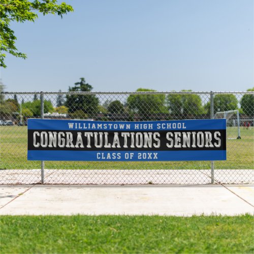 Congratulations Seniors Blue  Black  Silver Banner