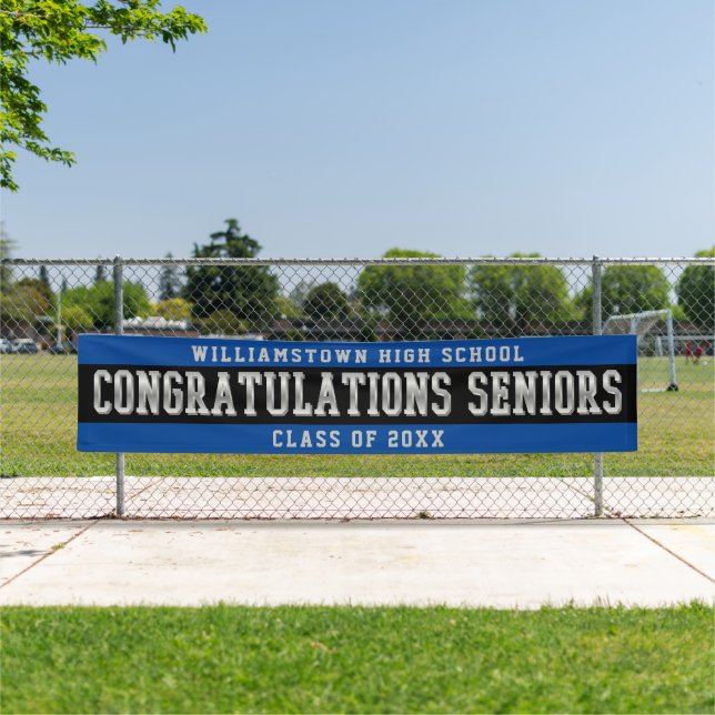 Congratulations Seniors Blue | Black | Silver Banner (Insitu)