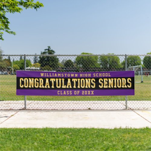 Congratulations Seniors Purple  Black  Gold Banner