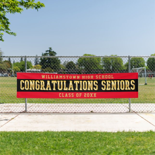 Congratulations Seniors Red | Black | Gold Banner (Insitu)