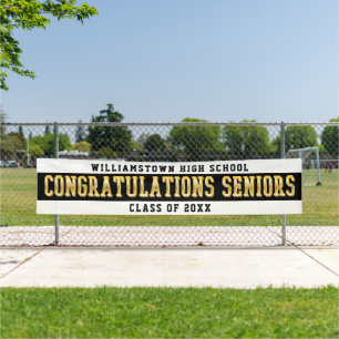 Congratulations Seniors White   Black   Gold Banner