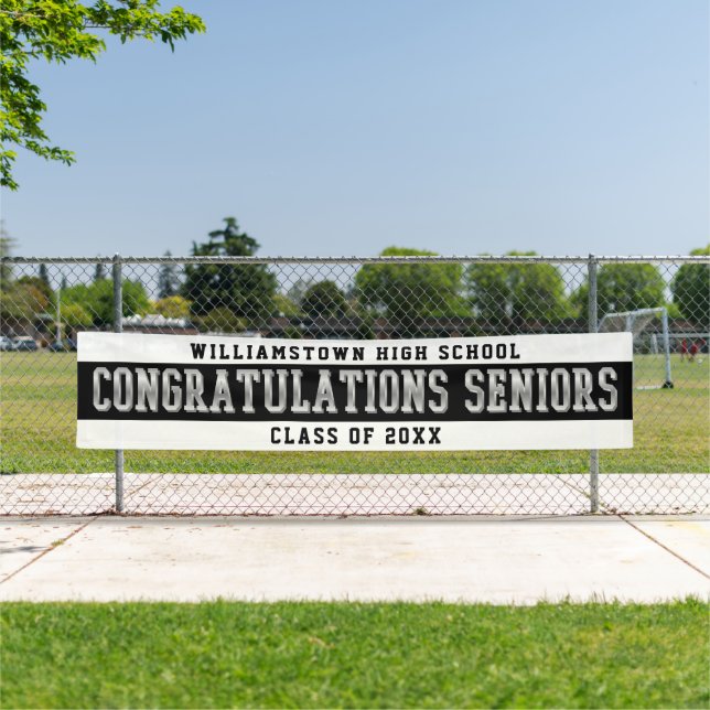 Congratulations Seniors White | Black | Silver Banner (Insitu)