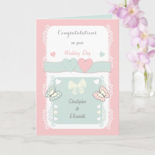 Congratulations shabby chic Wedding Day greeting Card