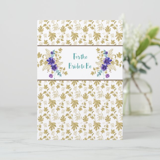 Congratulations Shower or Wedding Gold Purple Note Card (Standing Front)