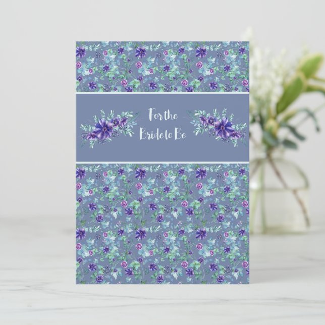 Congratulations Shower or Wedding Purple Floral Note Card (Standing Front)