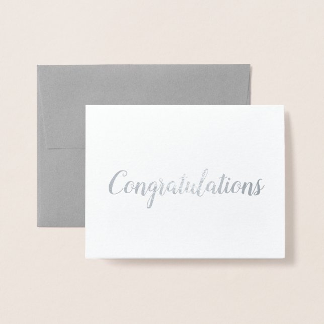 Congratulations Silver Foil Brush Brushstroke Card (Front With Envelope)