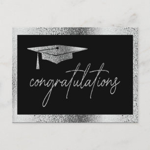 Congratulations Silver Grad Cap Graduation Postcard