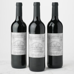Congratulations Silver Wedding Anniversary Wine Label