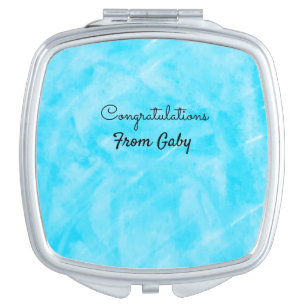 congratulations simple blue hanpainted watercolor compact mirror