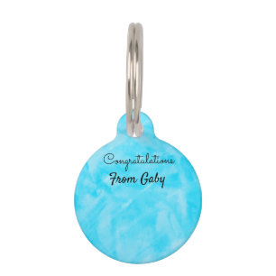 congratulations simple blue hanpainted watercolor pet ID tag
