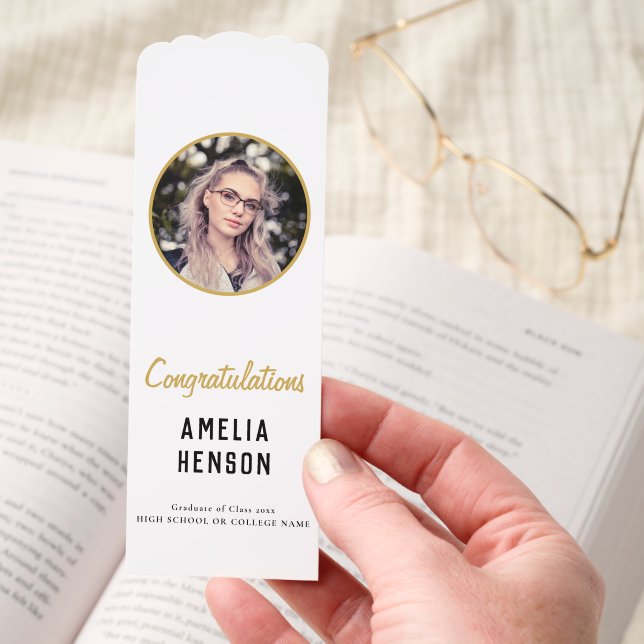 Congratulations Simple Graduate Photo Graduation Bookmarks (Hand)