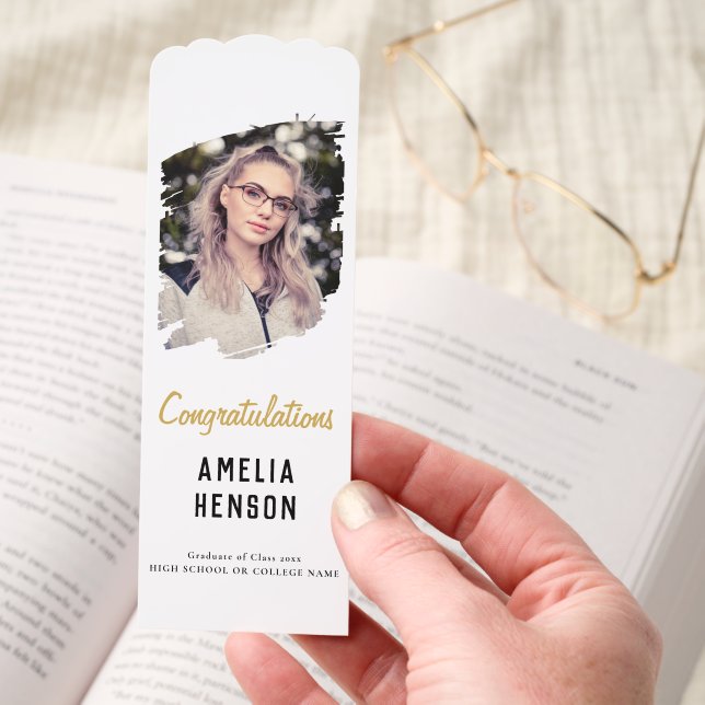 Congratulations Simple Graduate Photo Graduation Bookmarks (Hand)