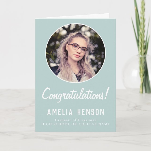 Congratulations Simple Graduate Photo Graduation  Card (Front)