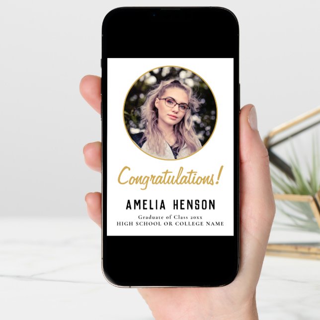 Congratulations Simple Graduate Photo Graduation  Card (Front Digital)