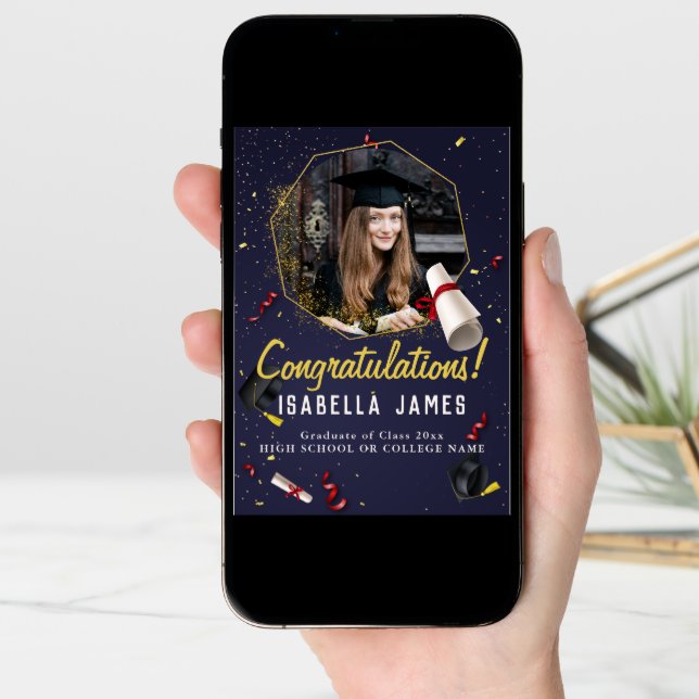 Congratulations Simple Graduate Photo Graduation Card (Front Digital)