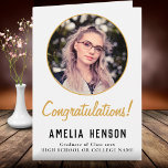 Congratulations Simple Graduate Photo Graduation  Card<br><div class="desc">Congratulations Simple Graduate Photo Graduation Card. Elegant and simple design with golden script and custom photo. Add your photo and message for the graduate inside the card.</div>