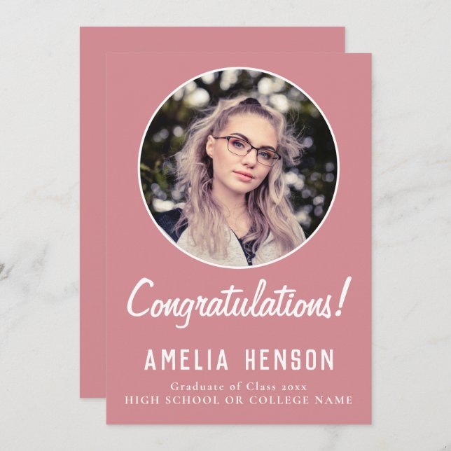 Congratulations Simple Graduate Photo Graduation  Card (Front/Back)