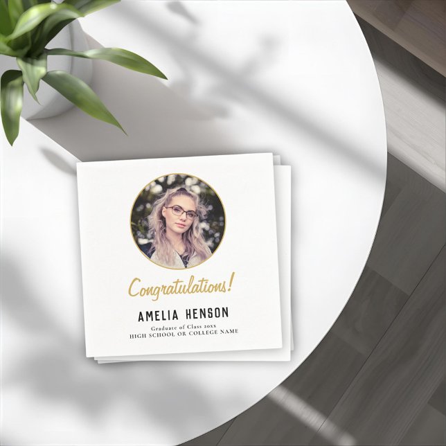 Congratulations Simple Graduate Photo Graduation  Napkins (Creator Uploaded)