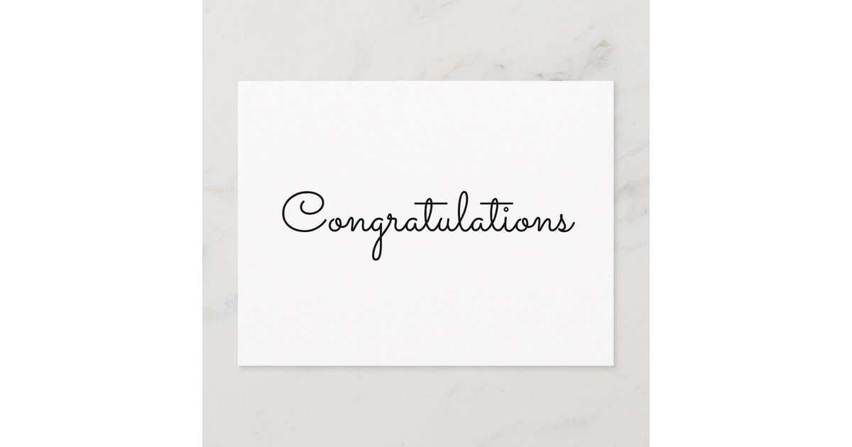 congratulations simple minimal text style card | Zazzle