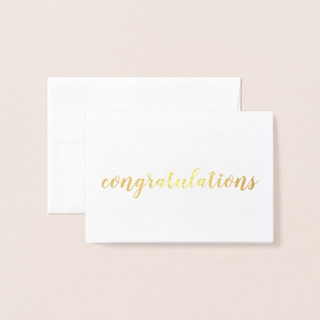 congratulations  simple minimalist script style  foil card (Front With Envelope)