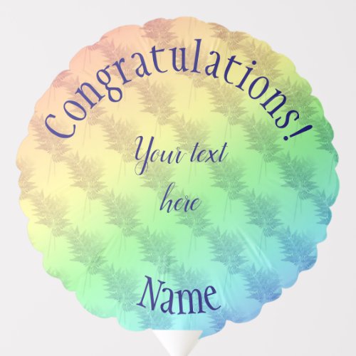 Congratulations Soft Rainbow Colors Personalized Balloon