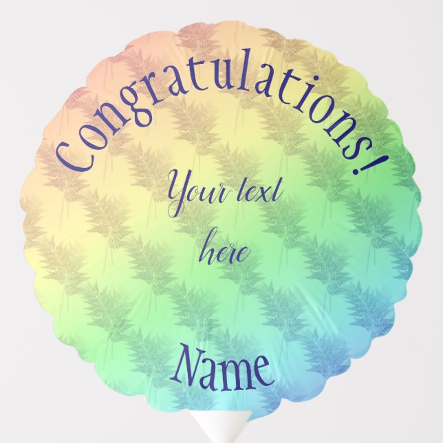 Congratulations Soft Rainbow Colors Personalized Balloon (Front)