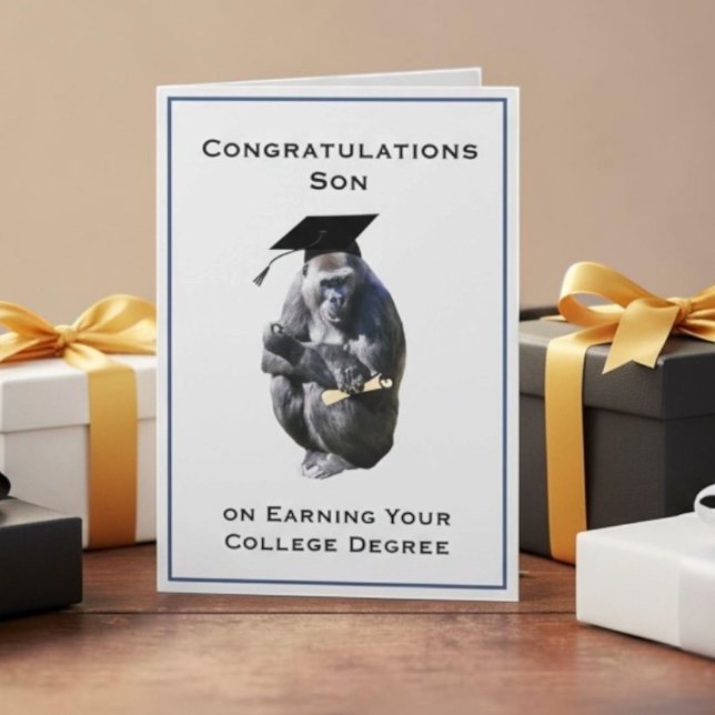 Congratulations Son on Your Degree Funny Gorilla Card (Creator Uploaded)
