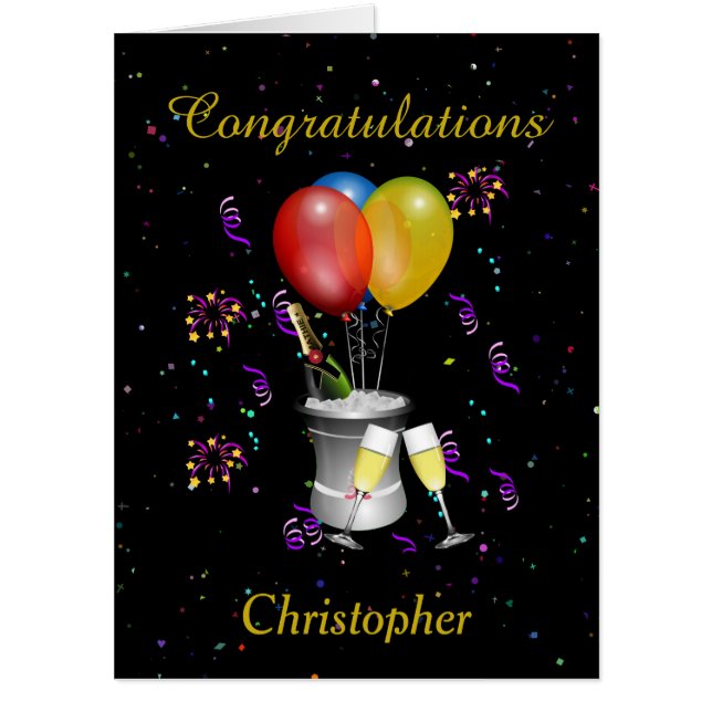 Congratulations Sparkling Wine Celebration Jumbo Card (Front)