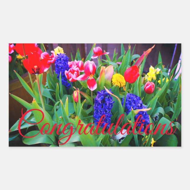 Congratulations Spring Flowers #3 Stickers (Front)