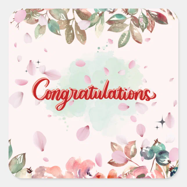 congratulations square sticker | Zazzle