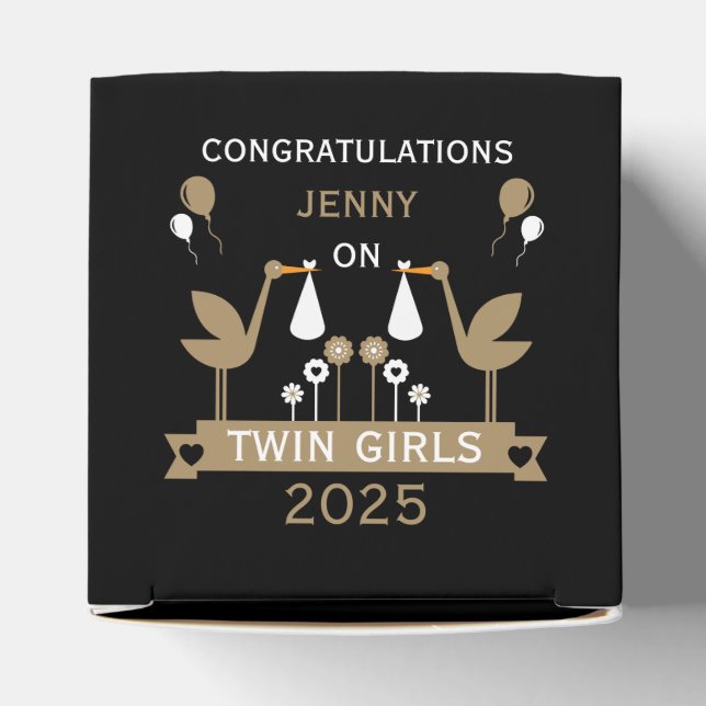 Congratulations Stalk Delivery Of Twins Favor Boxes (Top)